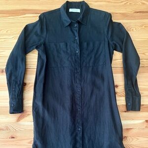 Everlane Black 100% Linen Button Shirt Dress XXS